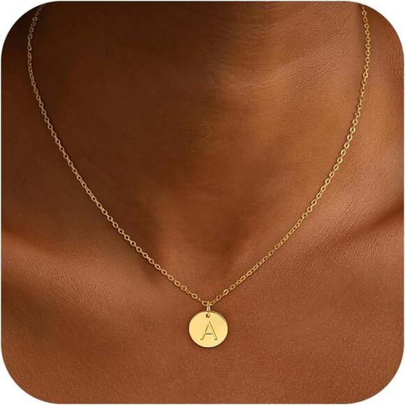 Timeless 18K Gold Filled Initial Pendant Necklace - A-Z Options Available - Picture 1 of 7